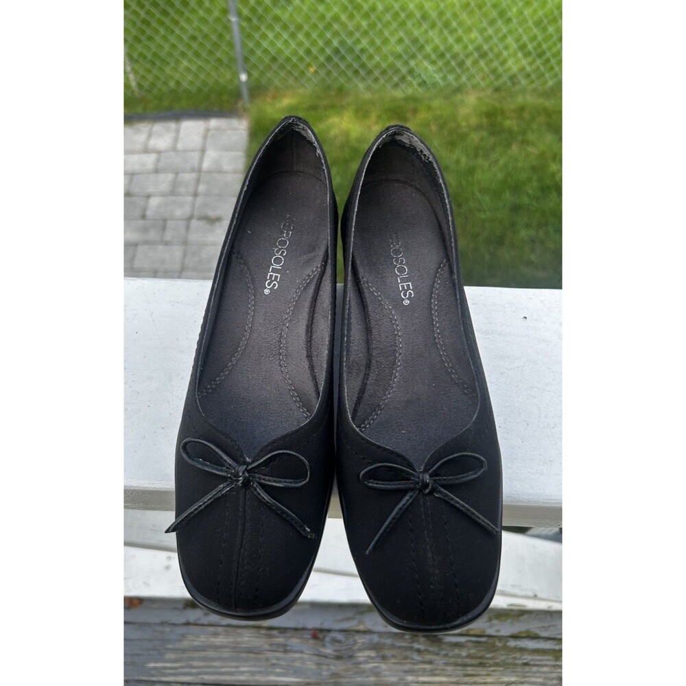 Aerosoles Women’s Empire State Black Fabric Wedge Pumps Size 6.5 M Bow Toe